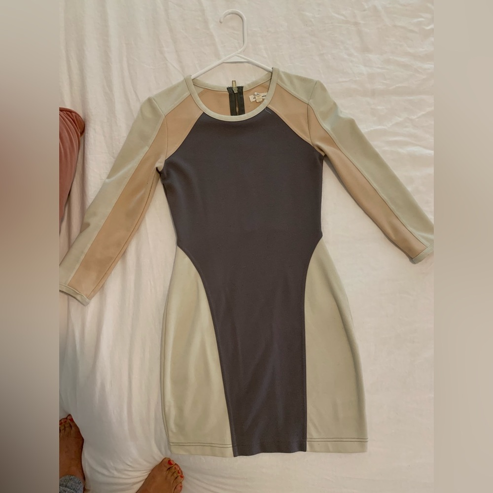 Silence and Noise long sleeve colorblock dress.